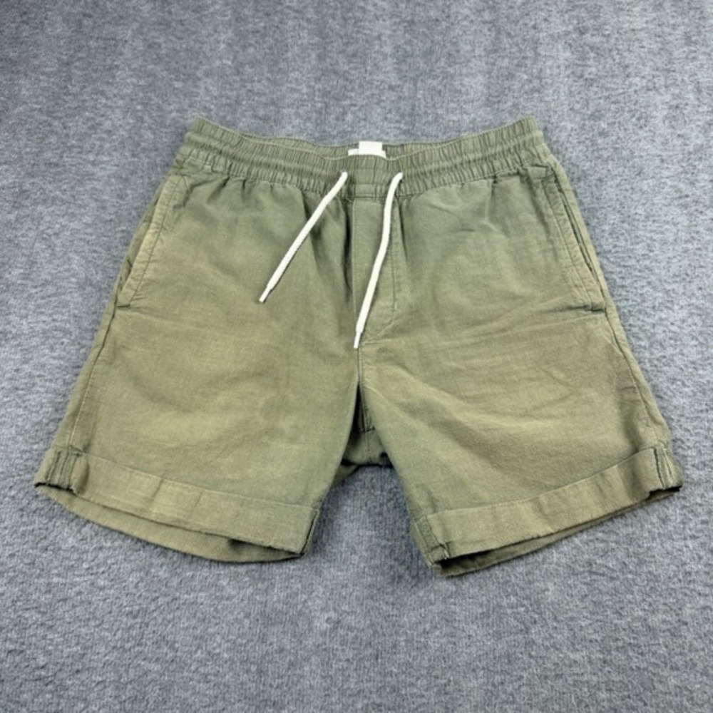 H&M L.O.G.G. Drawstring Shorts Men's XS Green Cotton Elastic Waist Cuffed Casual